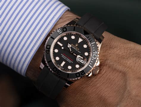 rolex yacht master rose gold on wrist|gold Rolex Yacht-Master for sale.